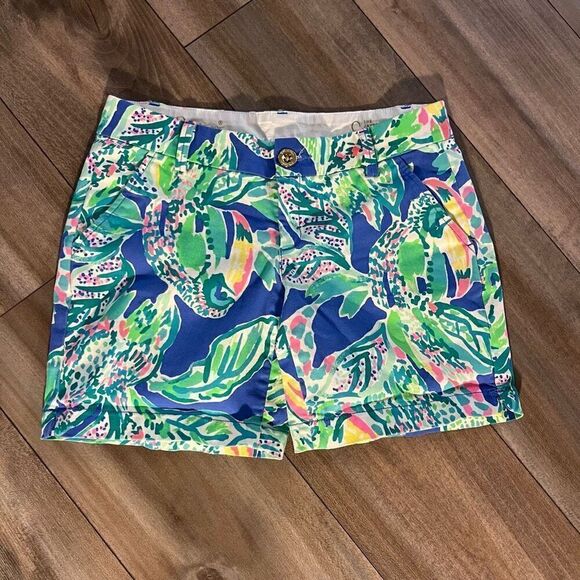 Lilly Pulitzer Blue Pattern Casual Shorts Women 0 - Picture 1 of 4